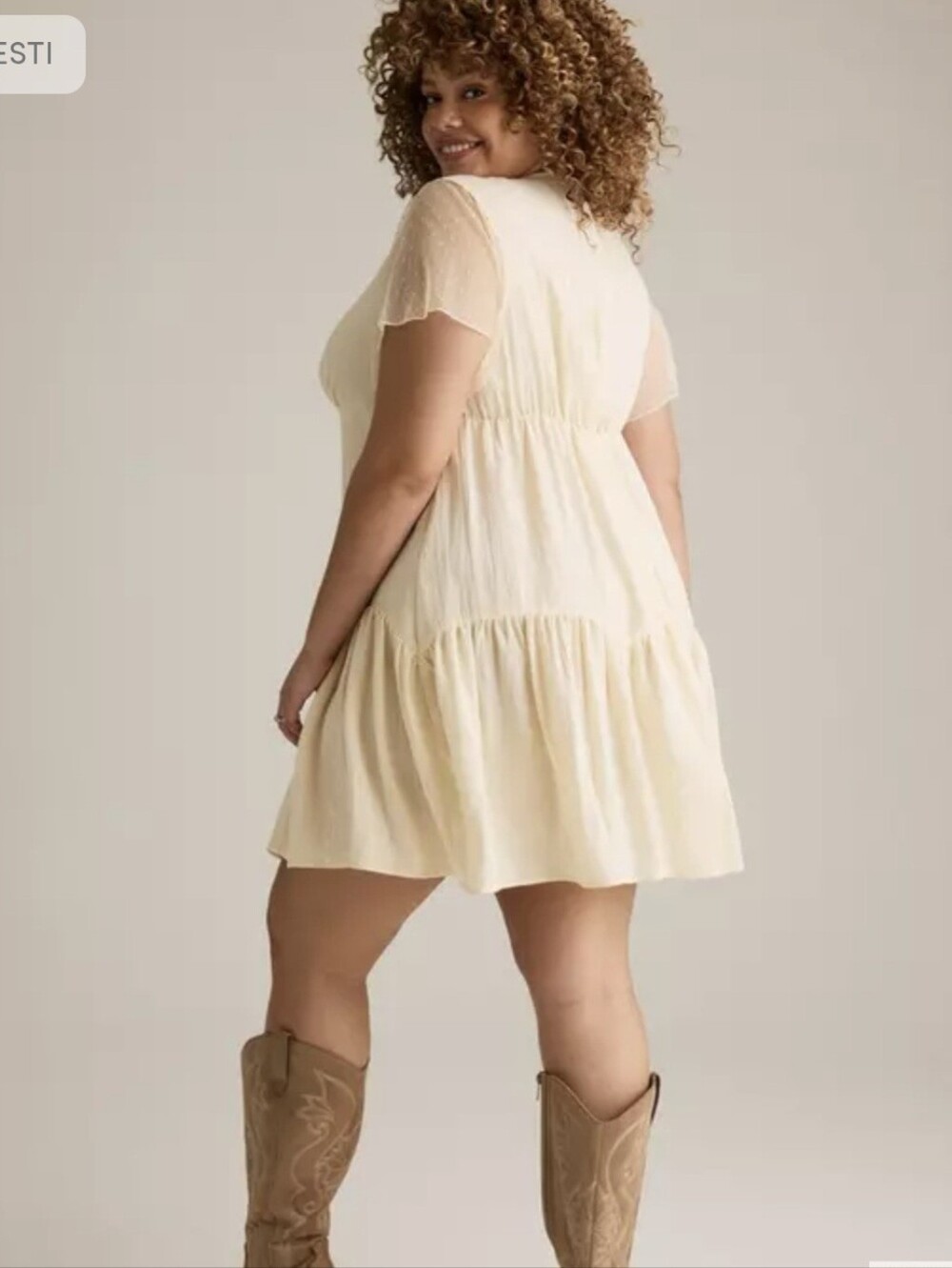 Torrid Festi Women's Cream Lace-Trim Babydoll Cottagecore Festival Sz 4X Dress - Picture 3 of 8